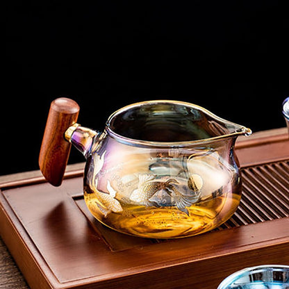Fargerik glass varmebestandig tekopp Tea Cup Gaiwan Tea Leak Chinese Kung Fu Tea Ceremony Set Teaware Coffee Mug Office Hjem Bruk