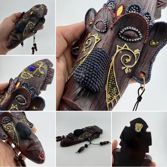 Afrikaanse stijl ornamenten Zuid-Afrika Kenia Creative Mask Pendant Handgeschilderde Hars Handwerk Decoratieve ornamenten