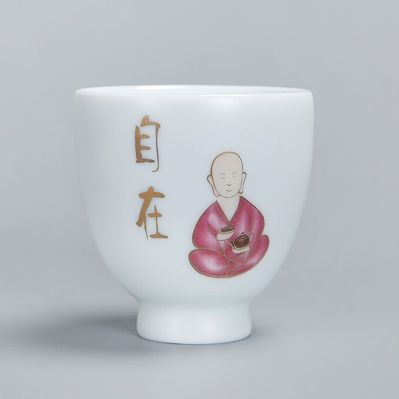 1pcs Çay Bardak Pu Ee Çay Araçları Kungfu Çay Kupası Hediye İçecek Çay Araç Seramik Beyaz Yeşim Porselen