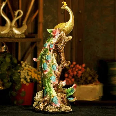 Nordiskt harts Phoenix figur Pure Golden Bird of Wonder Statue Modern djurskulptur Creative Ornament Home Office Decor