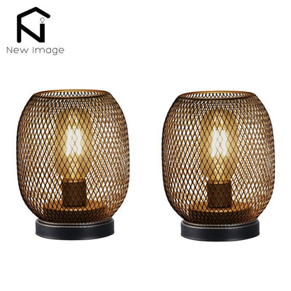 2st Metal Cage Table Lamp Round Formed LED Lantern Batteridriven trådlös lampa för bröllop Party Heminredning Ljushållare