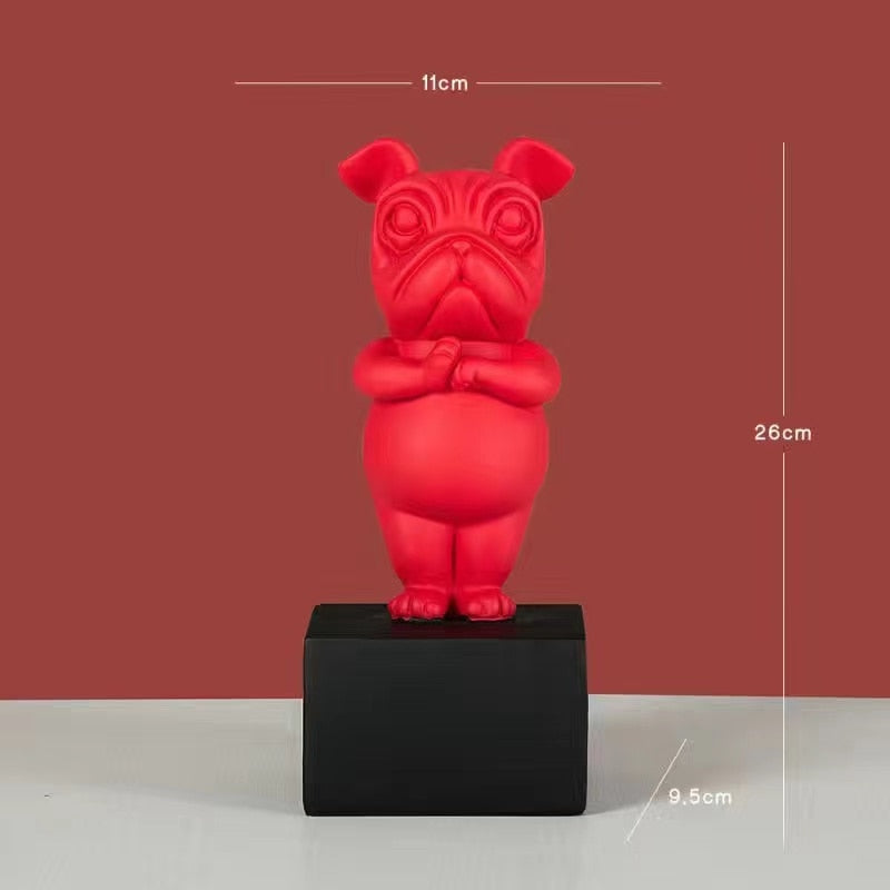 樹脂抽象ヨガブルドッグ犬の置物彫像彫刻動物像デスクトップクラフトホームリビングルームの装飾装飾