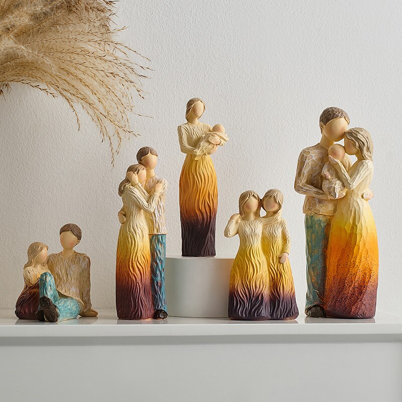 Dekoracyjne rodzinne figurki Dekoracja domów rzemiosło Streszczenie Ludzie rzeźby