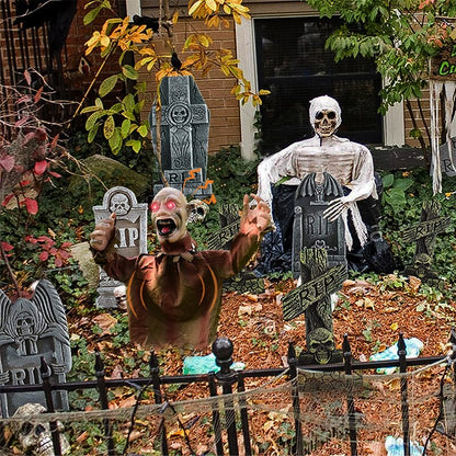Décoration de contrôle du son fantôme de balançoire d'halloween, accessoires d'horreur fantôme enfichables au sol, décor de jardin extérieur de maison hantée d'halloween 