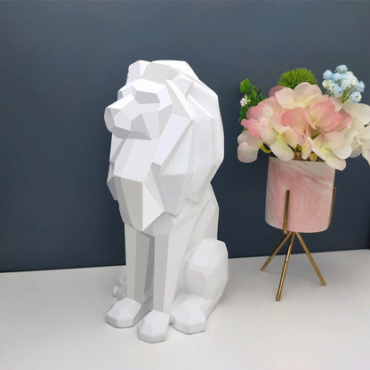 Kreatif Geometric Lion Resin Craft Patung Rumah Masuk Hotel Ruang Tamu Ruang Bilik Tidur Keperibadian Keperibadian