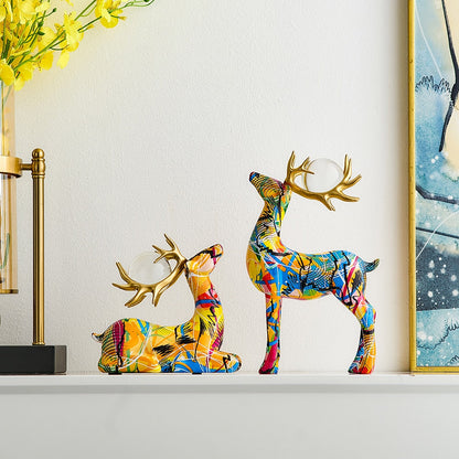 Seni modern yang indah berwarna -warni patung dekorasi ruang makan dekorasi grafiti ornamen mencetak resin resin dekorasi rumah perabotan
