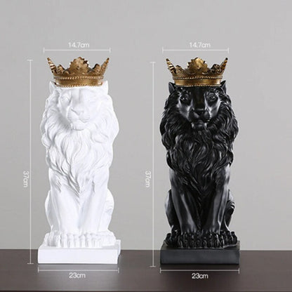 Lion Animal Figurinas Resin Crown Lions Statue de obras de arte hechas a mano Decoración de la oficina en el hogar Adorno de la sala de estar decoración del hogar