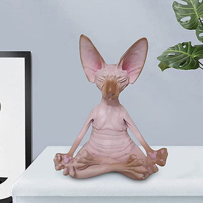スフィンクス猫瞑想コレクティブルフィギュラインミニチュア仏猫の置物動物モデルドールおもちゃ毛のない猫の置物の家の装飾