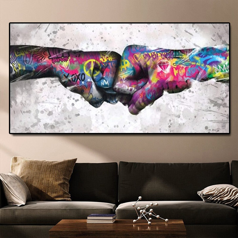 Child Graffiti Abstract Fist Mobile Shackle Wall Art Picture Canvas Decorative Painting Poster Prints for Living Room Home Decor