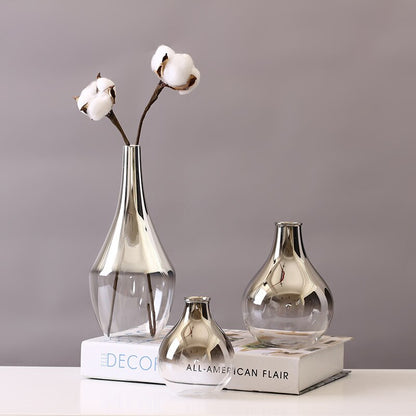 Vaso di vetro Silver Gradient Essiccazione del vaso Nordico Decorazione per la casa Decorazione di fiori Decorazione Regalo di Natale Decorazione per la casa