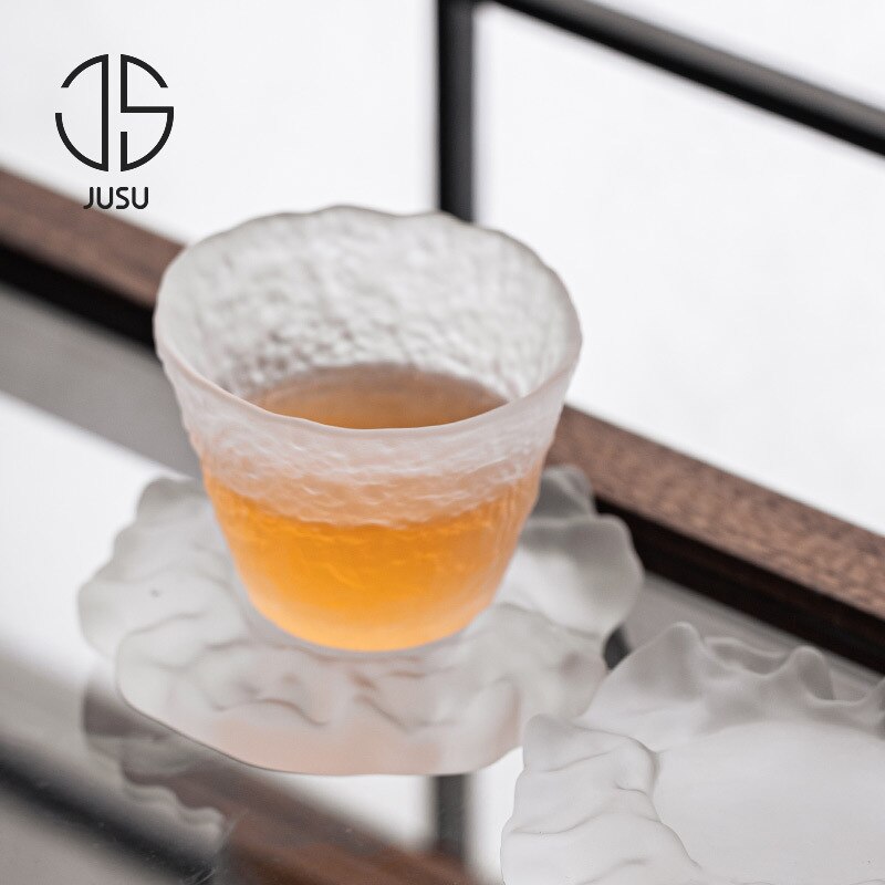 Glasur-Teetasse und Untertasse im japanischen Stil, Glas-Teetasse, Kung-Fu-kreativer Kristall-Kaffeebecher, Espressotassen, Luxus-Sake-Cup-Geschenk 