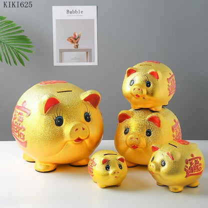 Keramik keberuntungan koin babi koin piggy bank berkapasitas besar kotak penyimpanan anak -anak lucu botol hewan piggy bank hadiah anak -anak