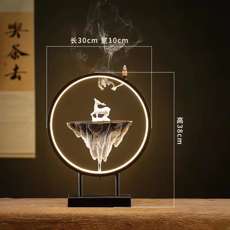 Backflow wierookbrander huishouden LED licht ring woonkamer keramische smeltende kaarsenbrander houder houder creatief Chinees huisdecor