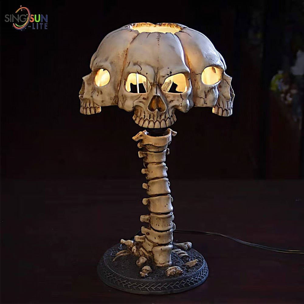 Kreative Harz Schädel Tisch Lampe Leuchtende Schädel Nachtlicht Home Office Desktop Ornament Halloween Dekoration