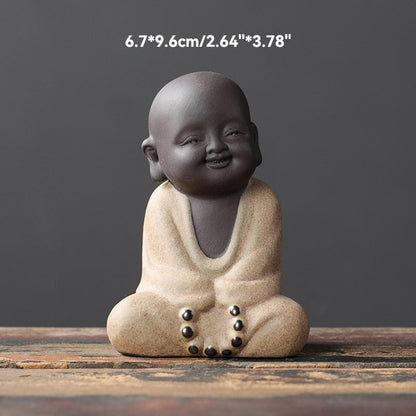 검은 도자기 불교 승려 미니어처 인물 부처 동상 조각 요정 장식품 명상 홈 정원 의사 장식