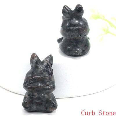 1.4 "Søt kaninstatue naturstein krystallhånds utskåret helbredende dyres figur reiki edelsten håndverksrom dekor feriegaver