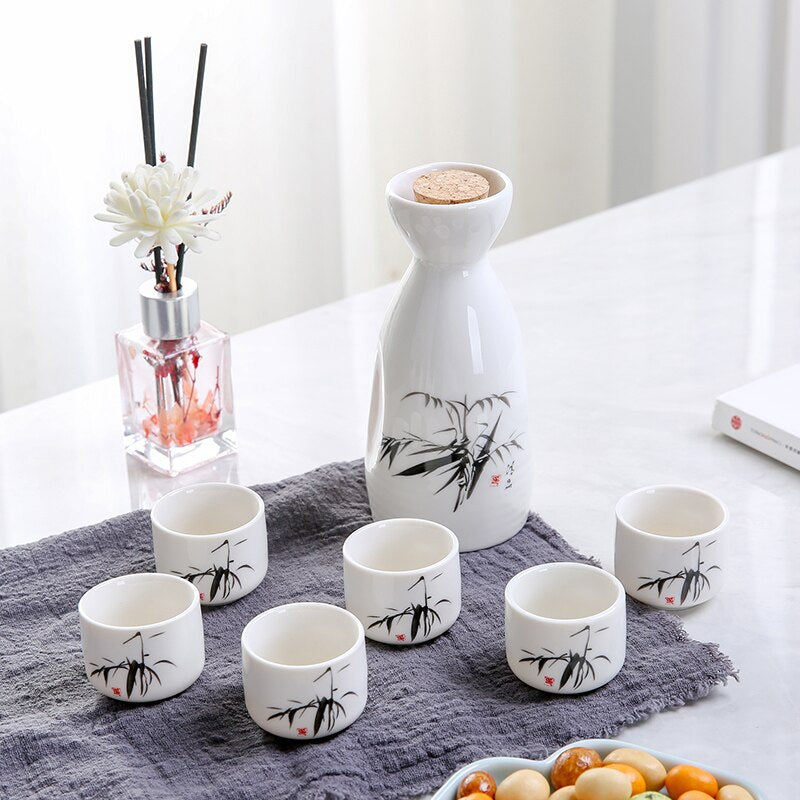 Japon tarzı kalça şişeleri vintage seramik sake kap bardağı set ev mutfak ofisi bayrak likör bardağı
