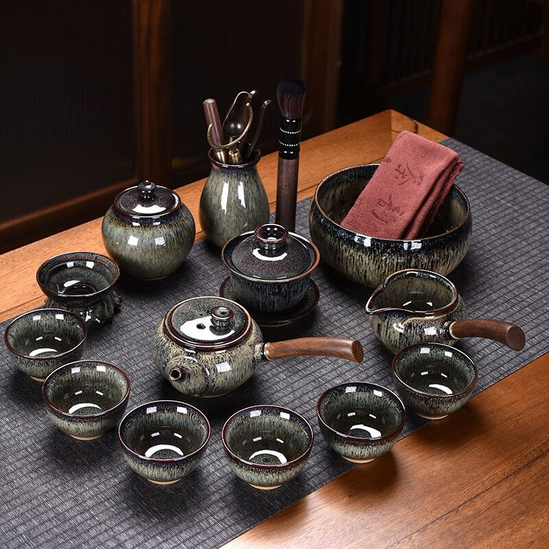 Keramisk kinesisk tesæt Teapot Gaiwan Ceremony Luksus Kung Fu Teaway Sets Gift - Tazas de te køkken drinkware