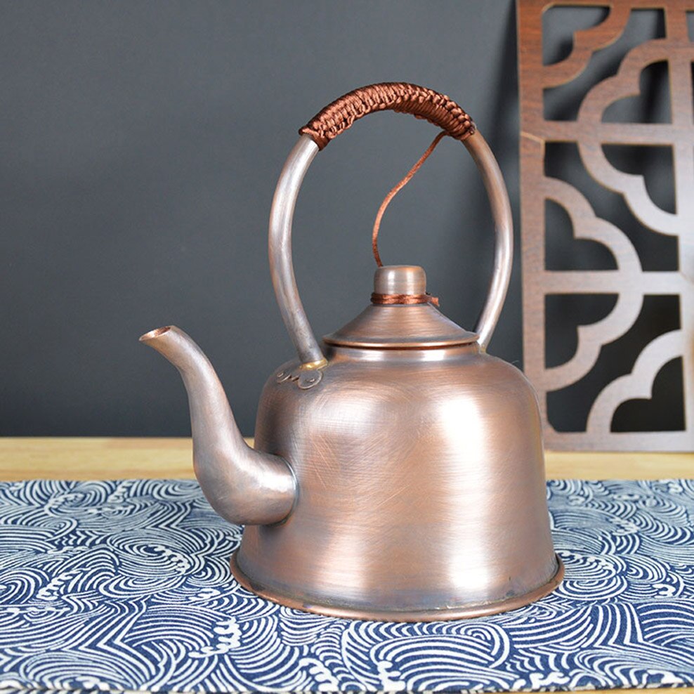 1,5L Pure Copper Teapot fortykket rødt kobber messing kogende kedel anti-skald mælke te gryde vintage kobber te sæt til hjemmet