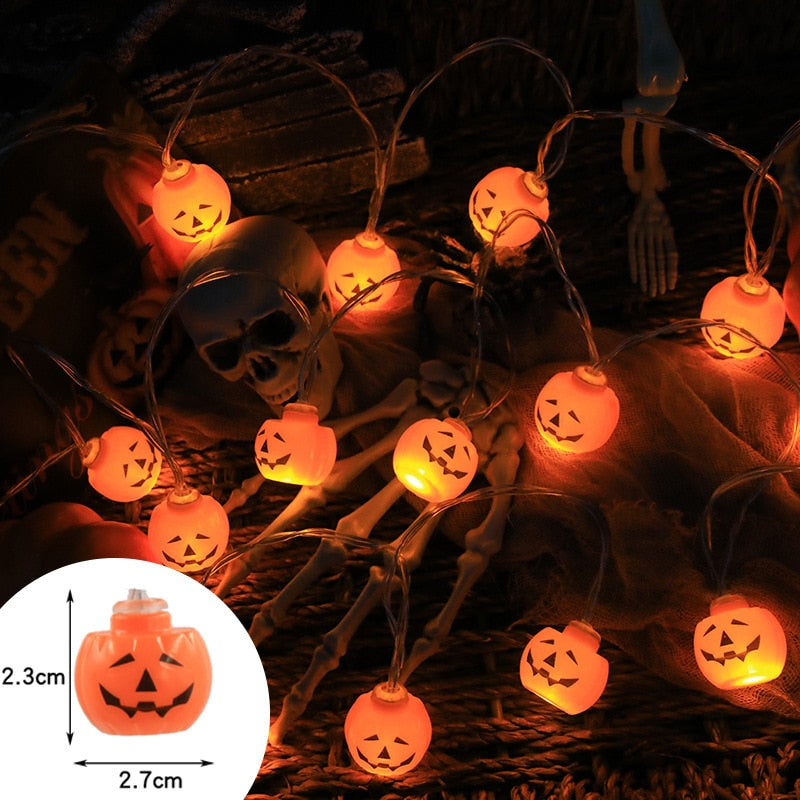 Halloween labu kelelawar laba -laba tali cahaya bercahaya horor led trik lampu dekoratif atau memperlakukan bahagia 2023 Halloween Day Decor