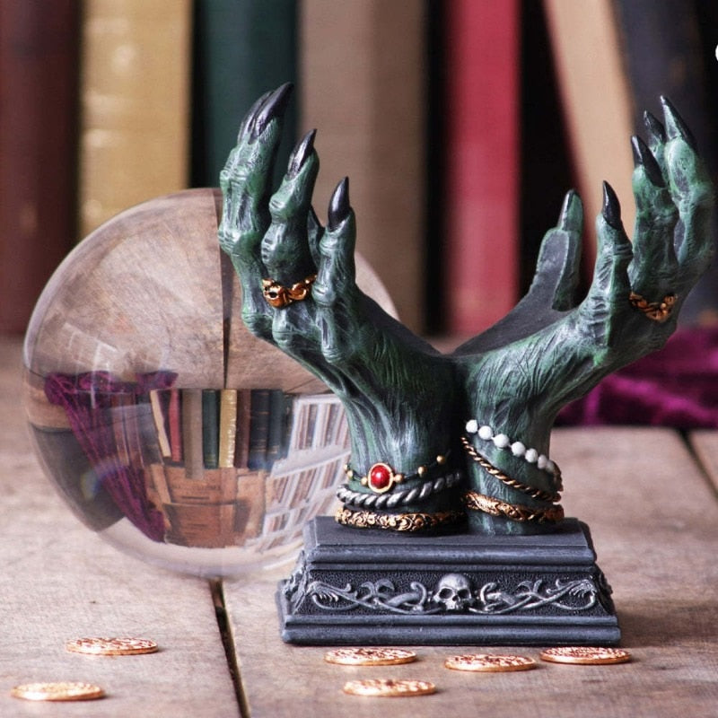 Paholainen käsikristallipallon kiinnike työpöydän sisustus Storage Witchcraft Tarot Halloween -koriste