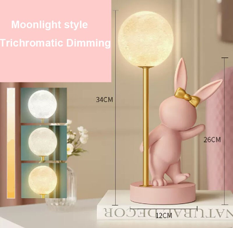 Luminária de mesa de coelho nórdica Luxo de luxo de casamento presente noturno