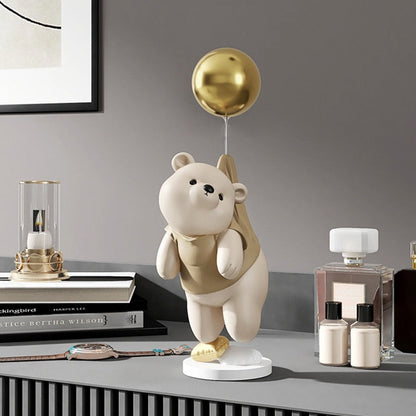 Ballon créatif ours polaire en résine, ornements de décoration de maison, artisanat, Statue, Figurines de bureau, décoration de bibliothèque, Sculpture artisanale 