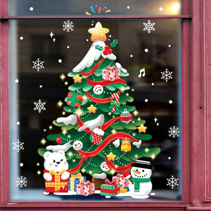 1Set Santa Claus Schneemann Elch Fenster Aufkleber Schneeflocke Elektro Wand Aufkleber 2023 Weihnachten Dekoration Für Zuhause Neue Jahr 