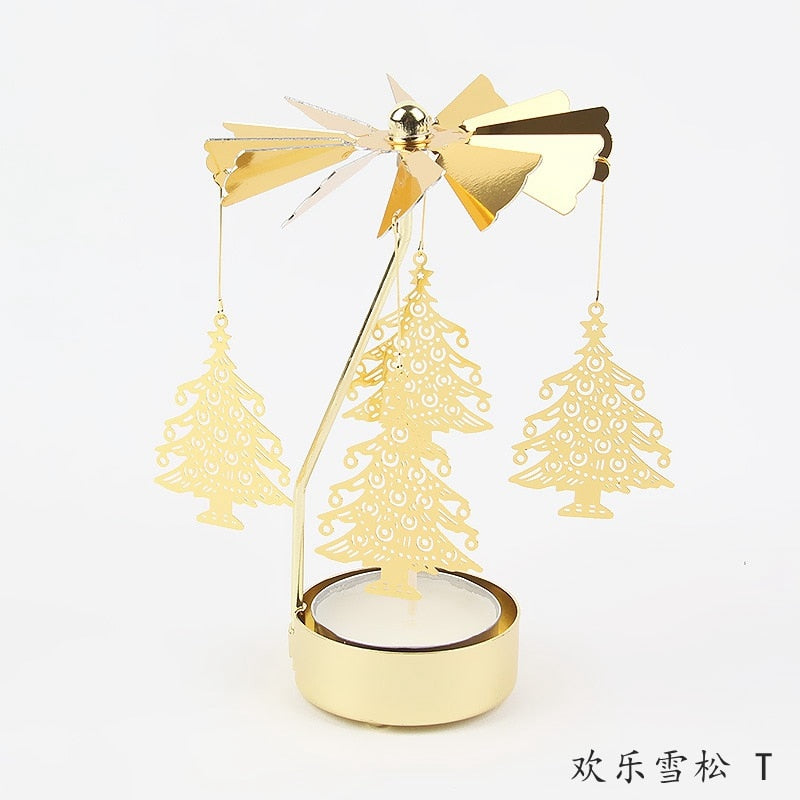 2023 Romantische roterende kandelaars rotatie draaiende carrousel thee licht kaarsenhouder diner kerstfeestdecoratie