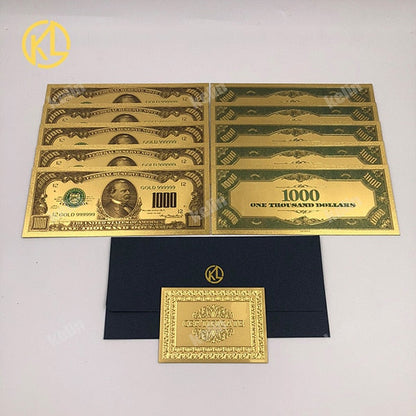 10pcs/lote EUA USA 100 Dollar Gold Failed BankNote Platsic Notas Estados Unidos da América com Envelope for Gifts