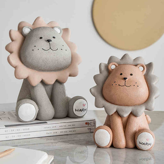Nordic Lion Money Box Cartoon Cute Creative Coin Bank Children Child Piggy Nursery Adorable Gift Saving Animal Home Soffa Decor