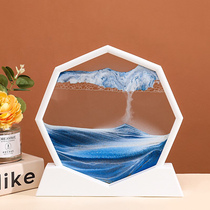 3D Moving Sand Art Picture Round Moving Hourglass 3D Mountain Sandscape Motion Display Flowing Sand Paint Lukisan Hiasan Rumah