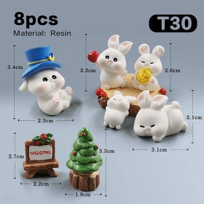 2023 Hot Christmas Easter Rabbit Figurine Landscape Home Kawaii Room Decor Miniature Fairy Garden Decoration Accessories Modern