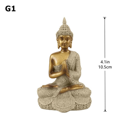 28 Style Miniature Buddha Statue Nature Sandstone Fengshui Thailand Buddha Sculpture Hindu Figurin Hem Dekorativ prydnad 15