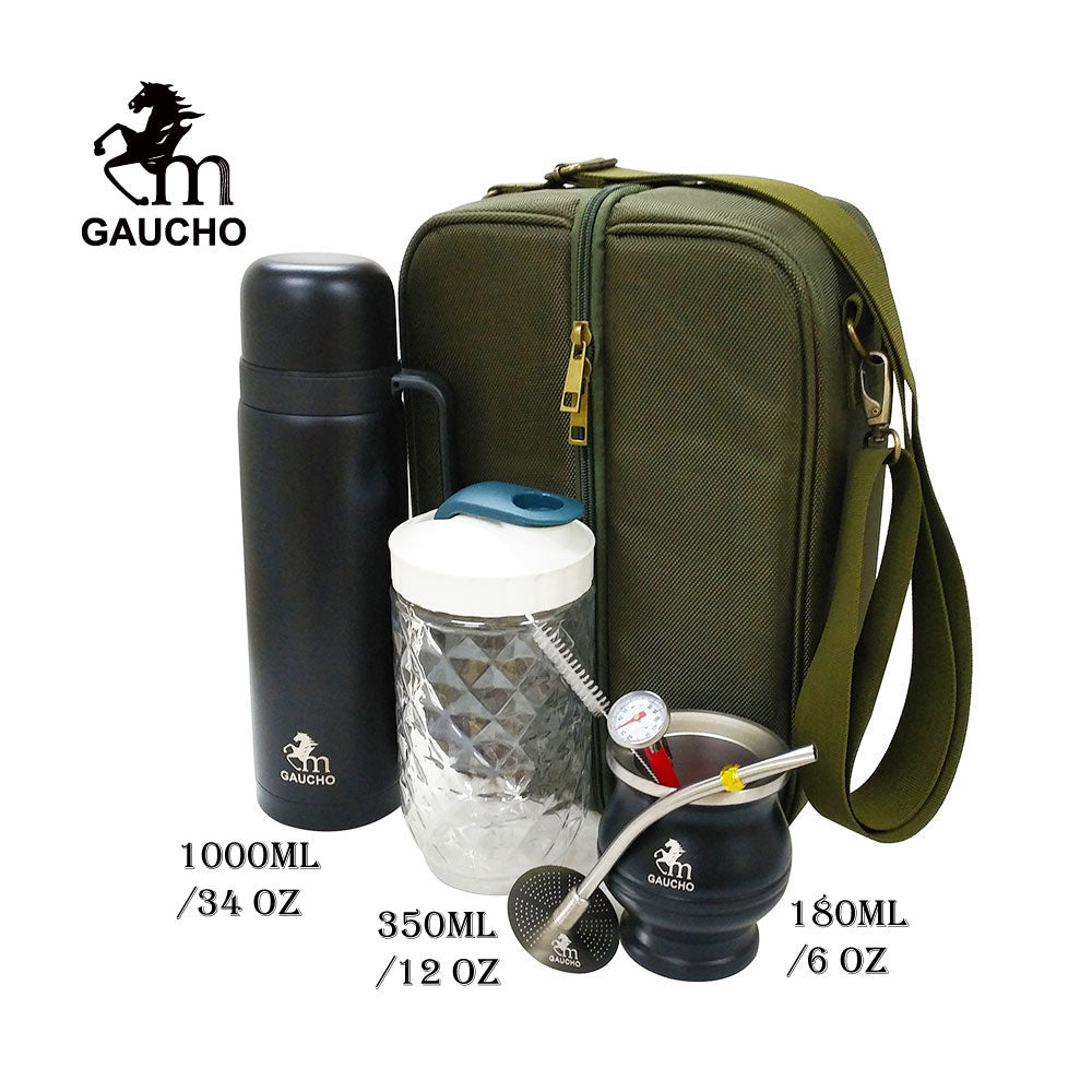 1 مجموعة/وحدة مجموعة أدوات السفر Gaucho Yerba Mate مناسبة لتحميل الترمس المقاوم للصدأ وقش بومبيلا - علبة الشاي