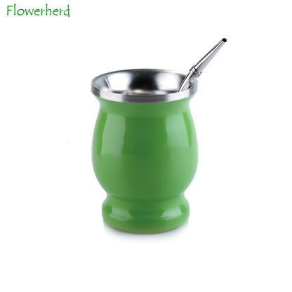 Yerba Mate Tea Cup Drinkware Teaware Insulated Cup Stainless Steel Straw Spoon Special Argentina Gourd Cup Mug