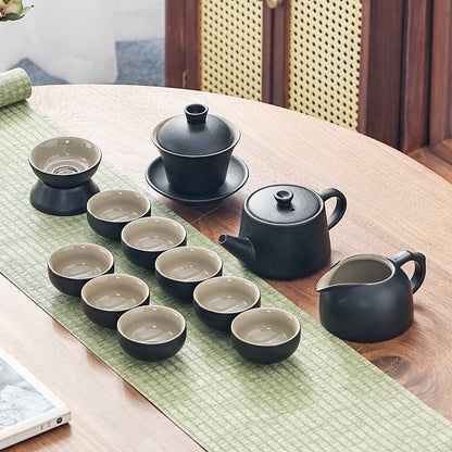 TEA Perjalanan Cina Set Gaiwan Portable Infusers Majlis Teh Seramik Set Teacup Teacup Lengkap Hadiah Juego Te Kitchen Teaware