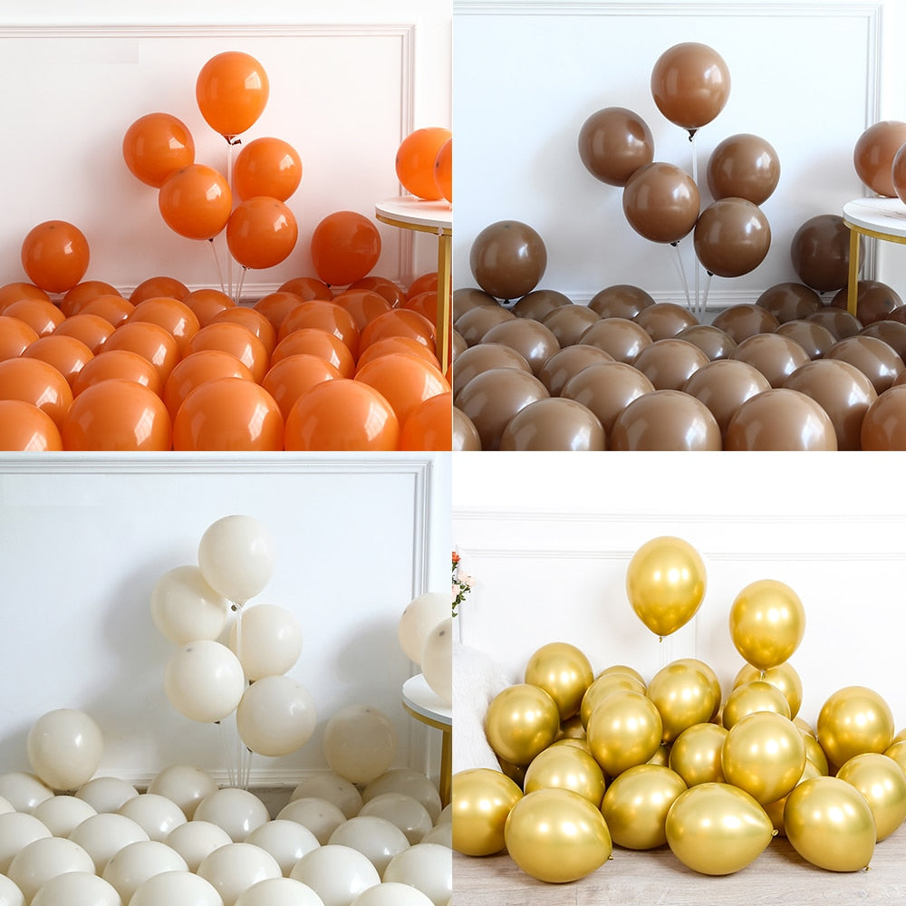 127-teiliges kleines Kürbis-Ahornblatt-Tannenzapfen-Herbst-Ballon-Girlanden-Set, orange Kaffee, weißer Sand, Luftballons, Herbst-Motto-Party-Dekorationen 