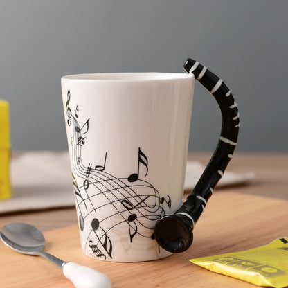 Nouveauté Note de musique tasse en céramique guitare tasses à café personnalité thé/lait/jus/citron bouteille d'eau cadeau d'anniversaire de noël 