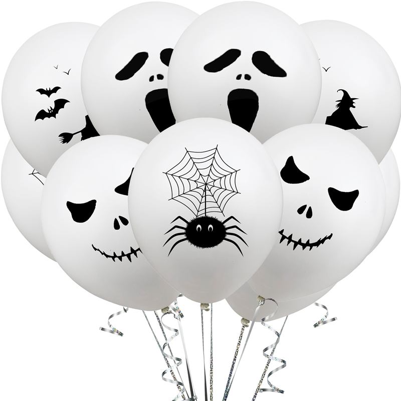 12/1 pcs Halloween Ghost Balloons Toys Spider Witch Bat Bat Skeleton Horor Horror Halloween Pesta Festival Pasokan Pesta Festival