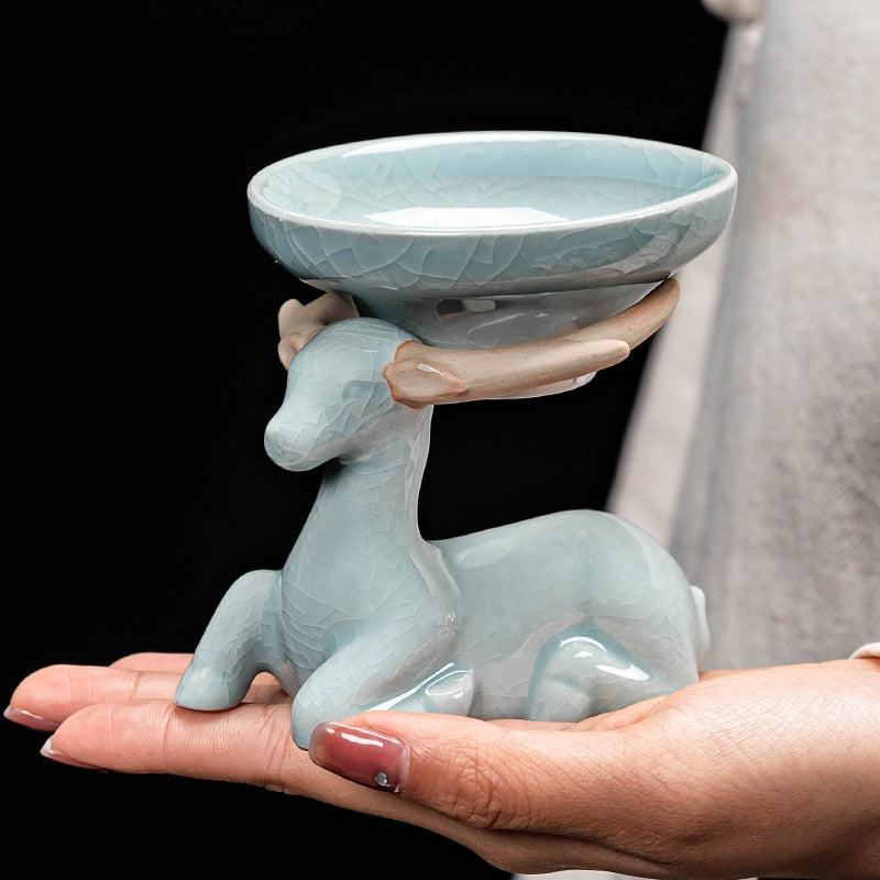 Créatif à la main ciel étoilé dessin passoire à thé porte-fuite en céramique Kung Fu service à thé bleu filtre à thé cérémonie du thé 