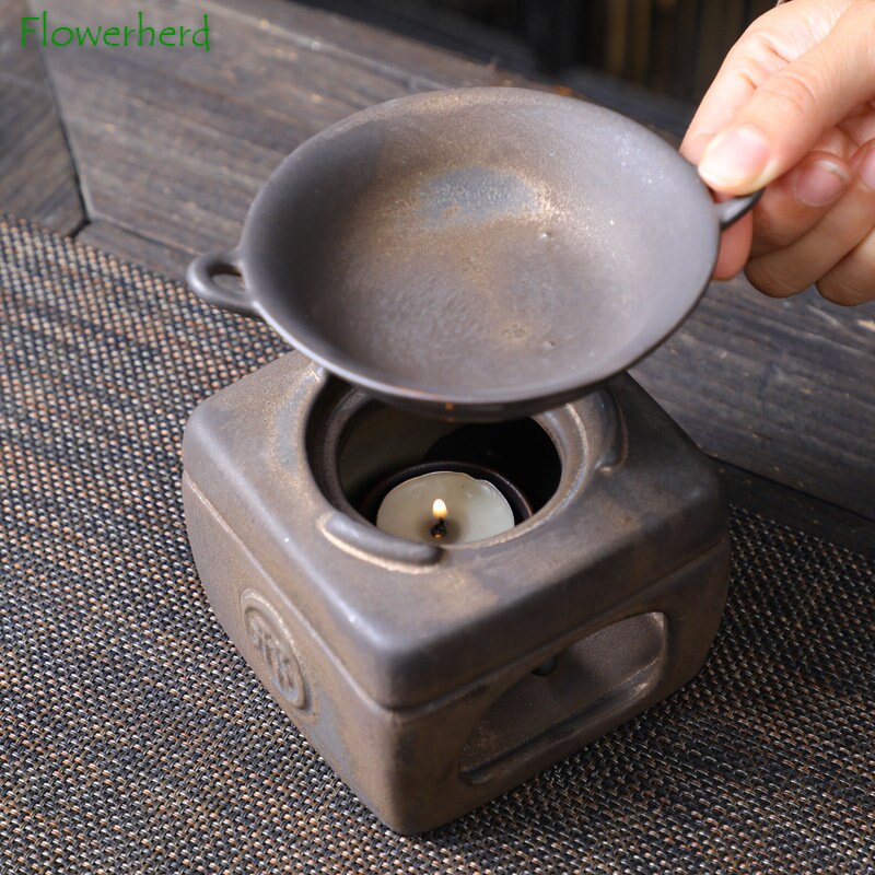 Burner de incenso de cerâmica Mini fogão a fogão a capa de vela do fogão para casa de vela do forno de sandália de suprimento essencial de óleo de suprimento de chá