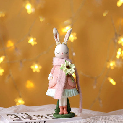 2023 Rabbit Easter Hiasan Cute Bunny Figurine Resin Crafts Ruang Tamu Desktop Hiasan Patung Arnab Patung Paskah untuk Rumah