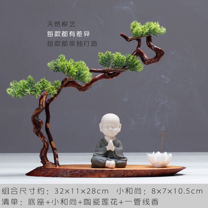Novo estilo de desktop de estilo chinês Decoração de decoração de raízes bem -vindo a pinheiro decorativo de arte decoração decoração de queimadores