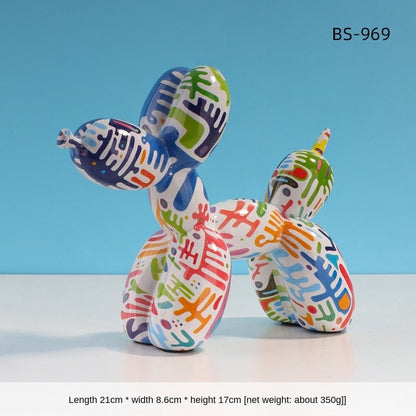 Nordic Modern Art Resin Graffiti Sculpture Balloon Dog Patunge Creative Creative Creative Craft Figurine Gift Home Office Desktop Decor