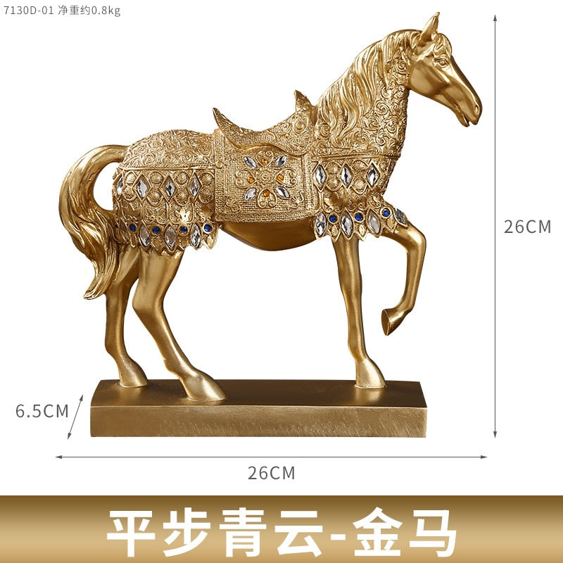 Kreativní zlaté stříbrné stříbrné černé koně pryskyřice sochařství, model koně domácí výzdoba zvířecí dekorace obývacího pokoje