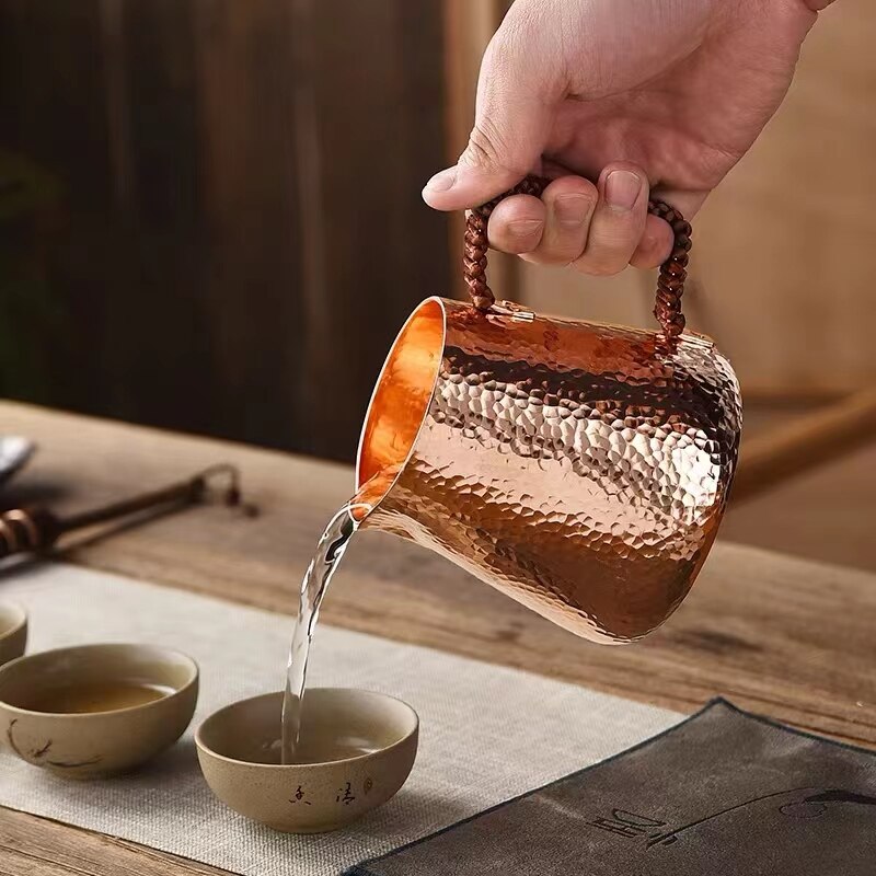 500ml Pure Copper Latte Pitcher Milk Jug Pots Kettles Hammer Handcraft Drinkware Tableware
