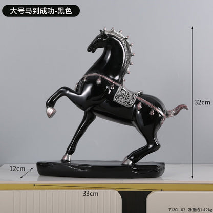 Creative Gold Silver Silver Black Horse Resin Sculpture, Model Kuda Hiasan Rumah Hiasan Haiwan Hiasan Ruang Tamu Pejabat Kerajinan