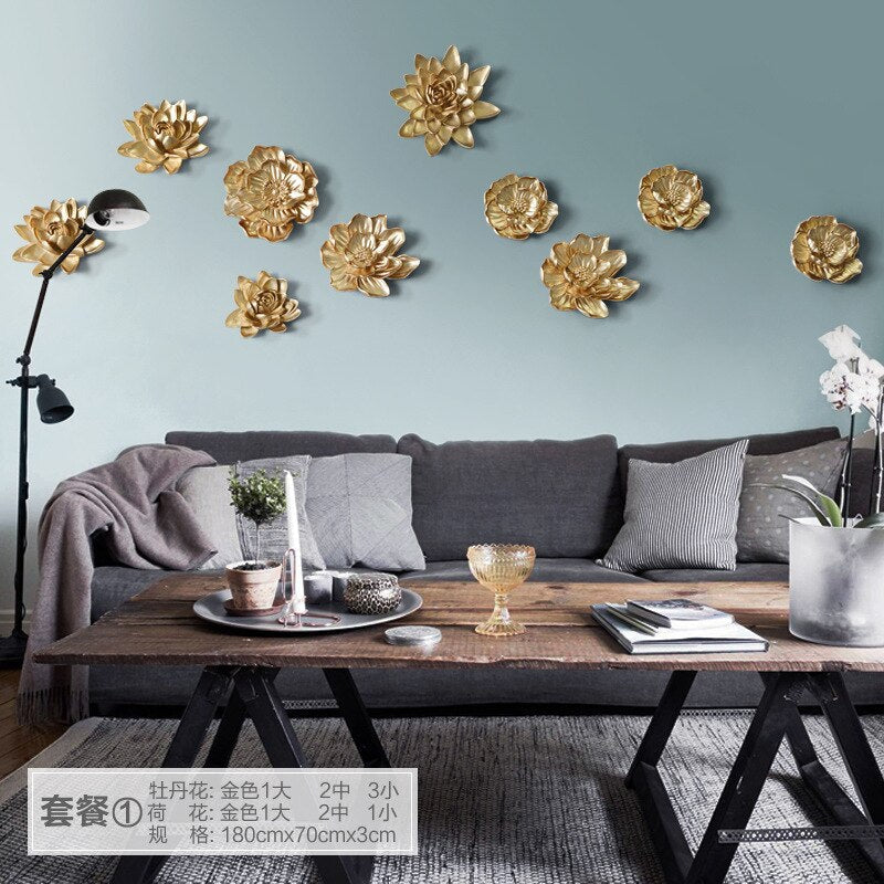 European creative resin flower wall decoration three-dimensional wall decoration home decoration TV background wall decoration