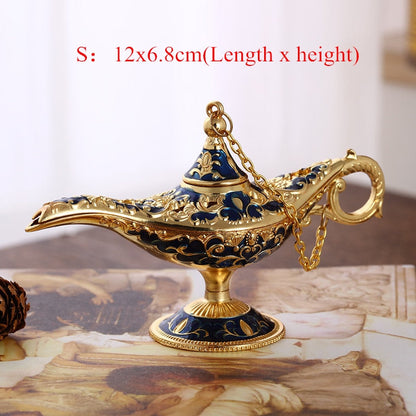 Vintage Legenda Aladdin Lamp Magic Genie Wish Ligh Tabletop Decor Crafts for Home Wedding Decoration Prezent na imprezę wystroju domu